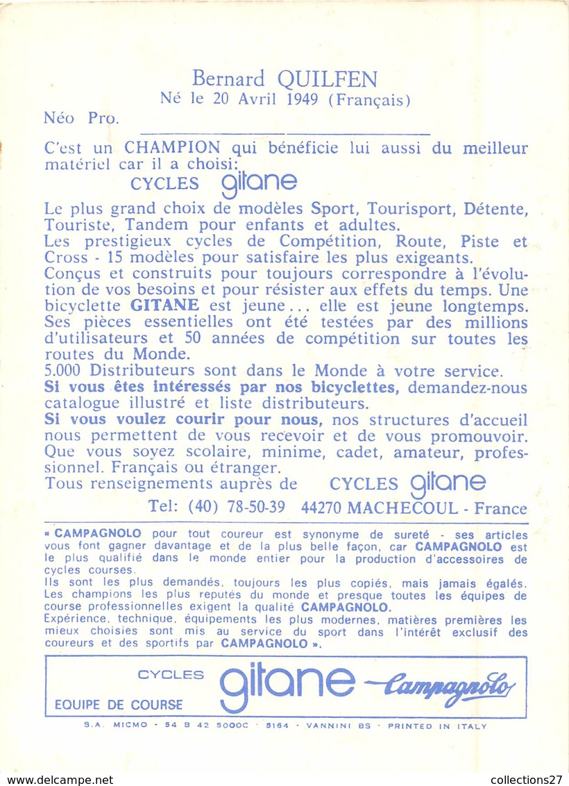 CYCLISTE - BERNARD QUILFEN - Cyclisme