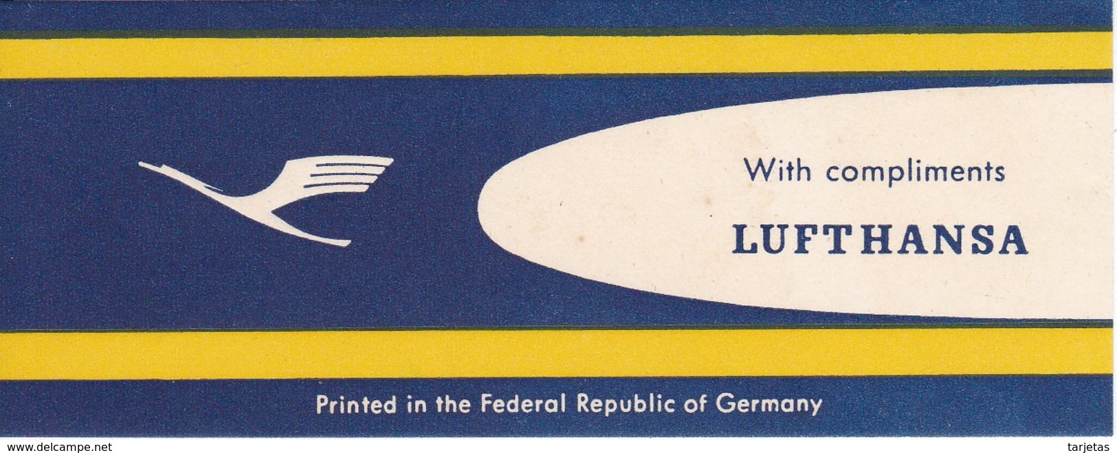 ANTIGUA ETIQUETA DE LA COMPAÑIA AEREA LUFTHANSA (AVION-PLANE) WITH COMPLEMENTS - Étiquettes à Bagages