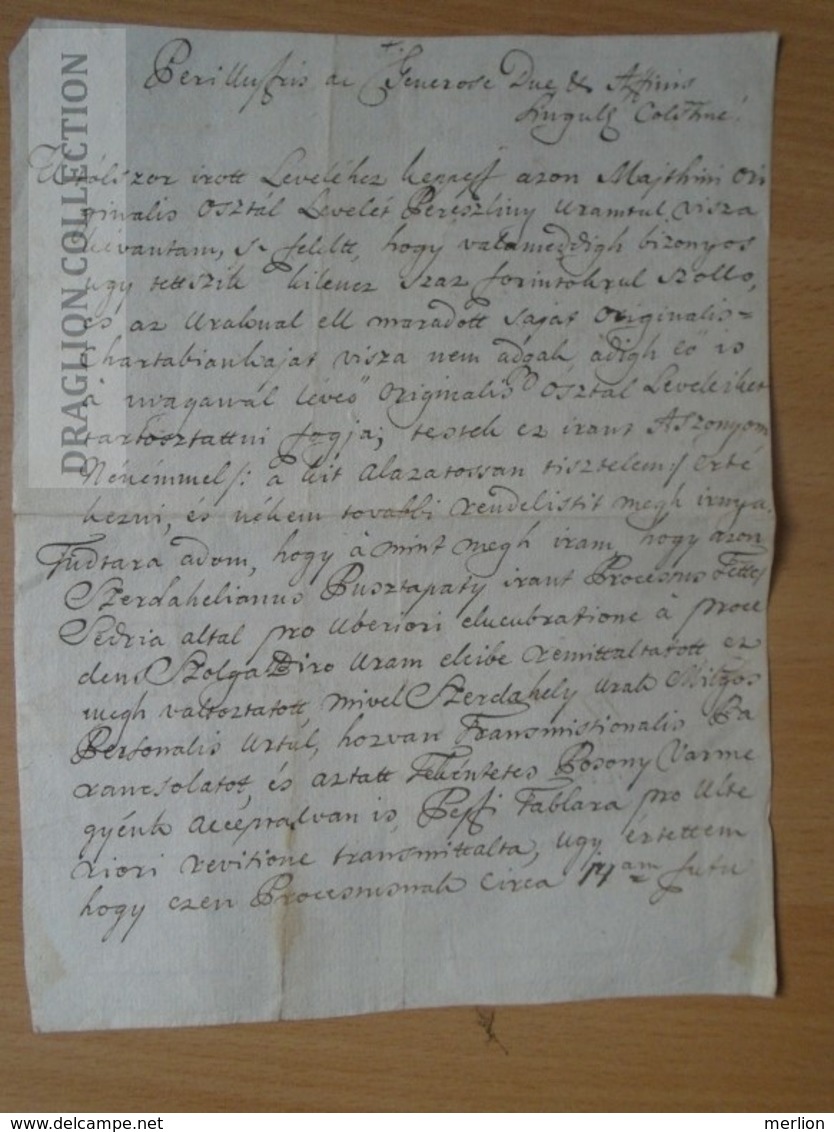 DC49.4 Handwritten Letter- Caspar Horváth Kissevics - Zavar (Slovakia) - 1780  -Sághy, Mérey Tamás - Manuscrits