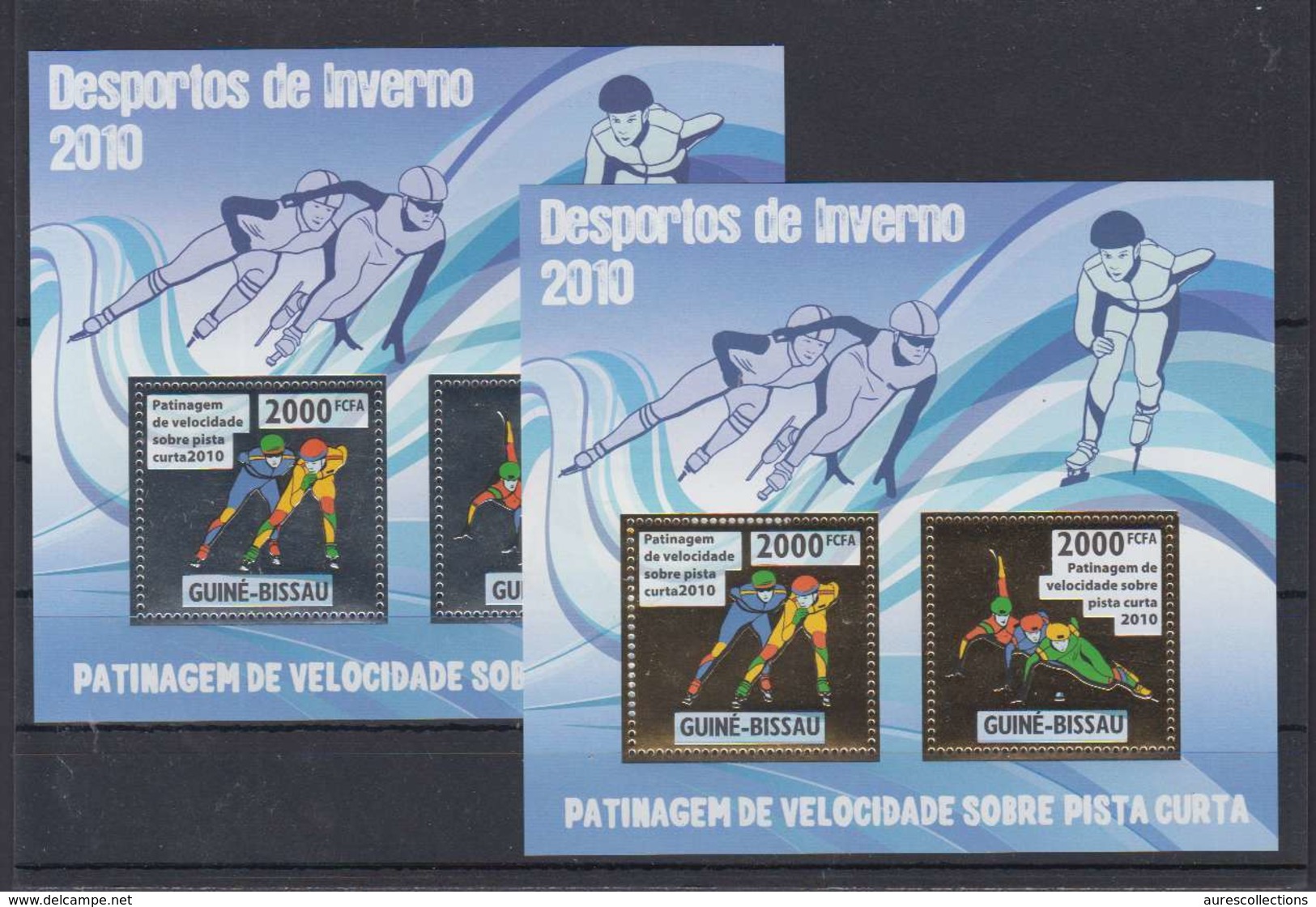 GUINEE BISSAU GUINE 2010 - WINTER OLYMPIC SPORT GAMES VANCOUVER - PATINAGE SPEED SKATING SHORT  GOLD + SILVER - RARE MNH - Hiver 2010: Vancouver