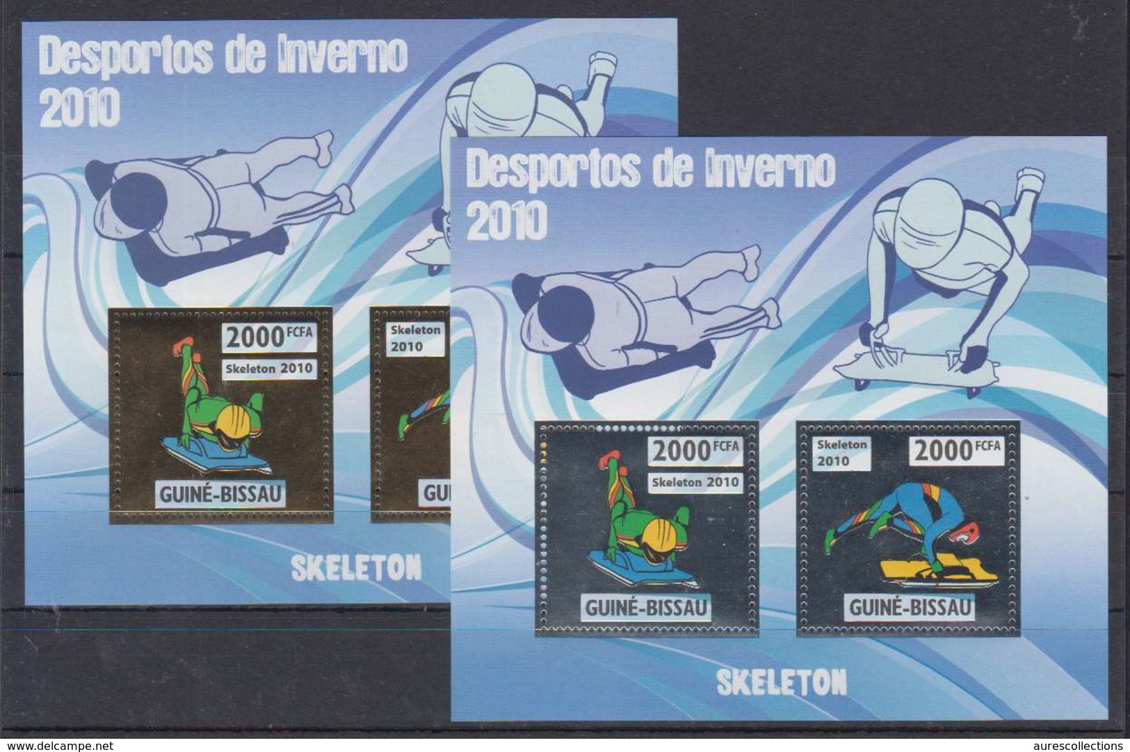 GUINEE BISSAU GUINE 2010 - WINTER OLYMPIC SPORT GAMES VANCOUVER CANADA -  SKELETON - GOLD + SILVER - RARE MNH - Invierno 2010: Vancouver