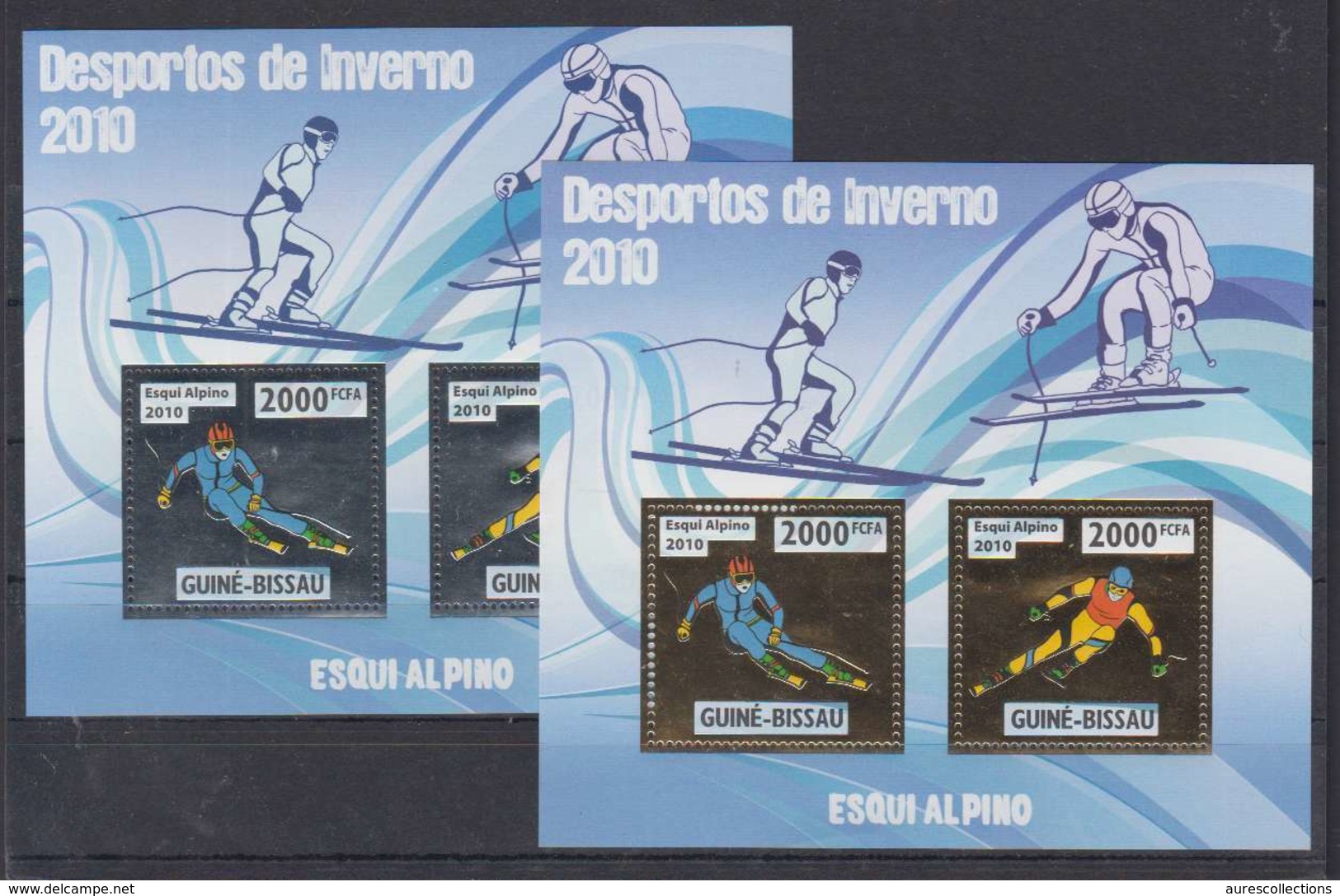 GUINEE BISSAU GUINE 2010 - WINTER OLYMPIC SPORT GAMES VANCOUVER -  SKI ALPIN ALPINE SKIING - GOLD + SILVER - RARE MNH - Winter 2010: Vancouver
