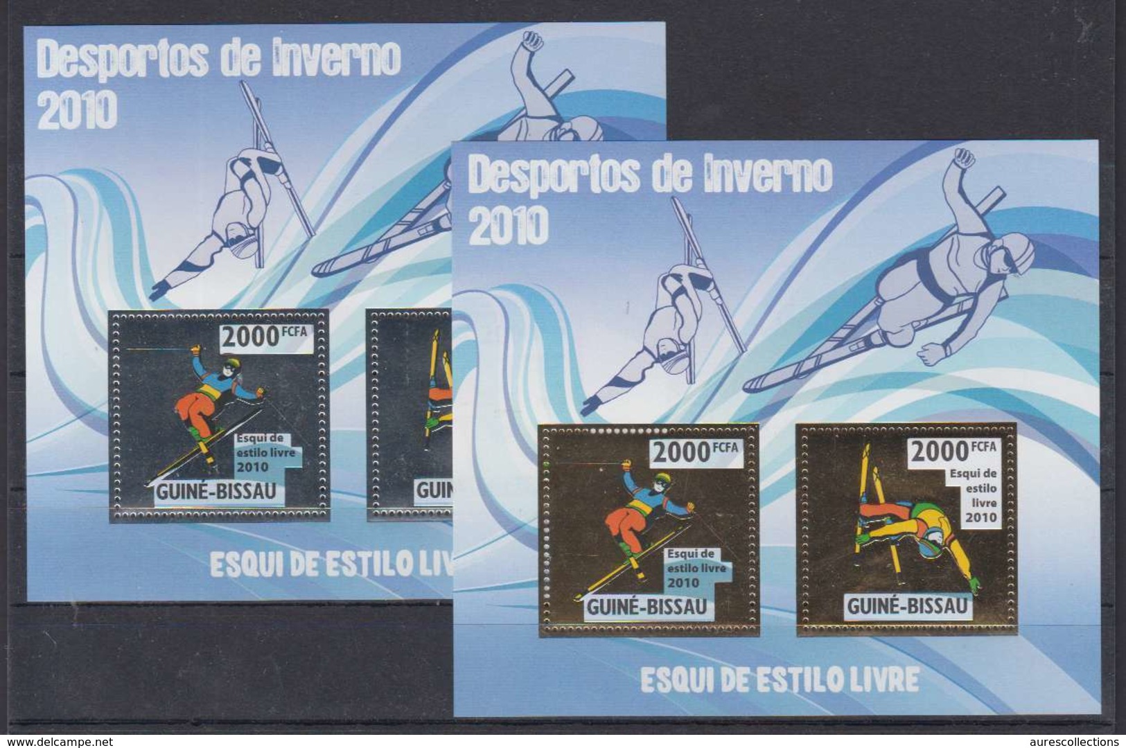 GUINEE BISSAU GUINE 2010 - WINTER OLYMPIC SPORT GAMES VANCOUVER -  SKI LIBRE SKIING FREESTYLE - GOLD + SILVER - RARE MNH - Hiver 2010: Vancouver