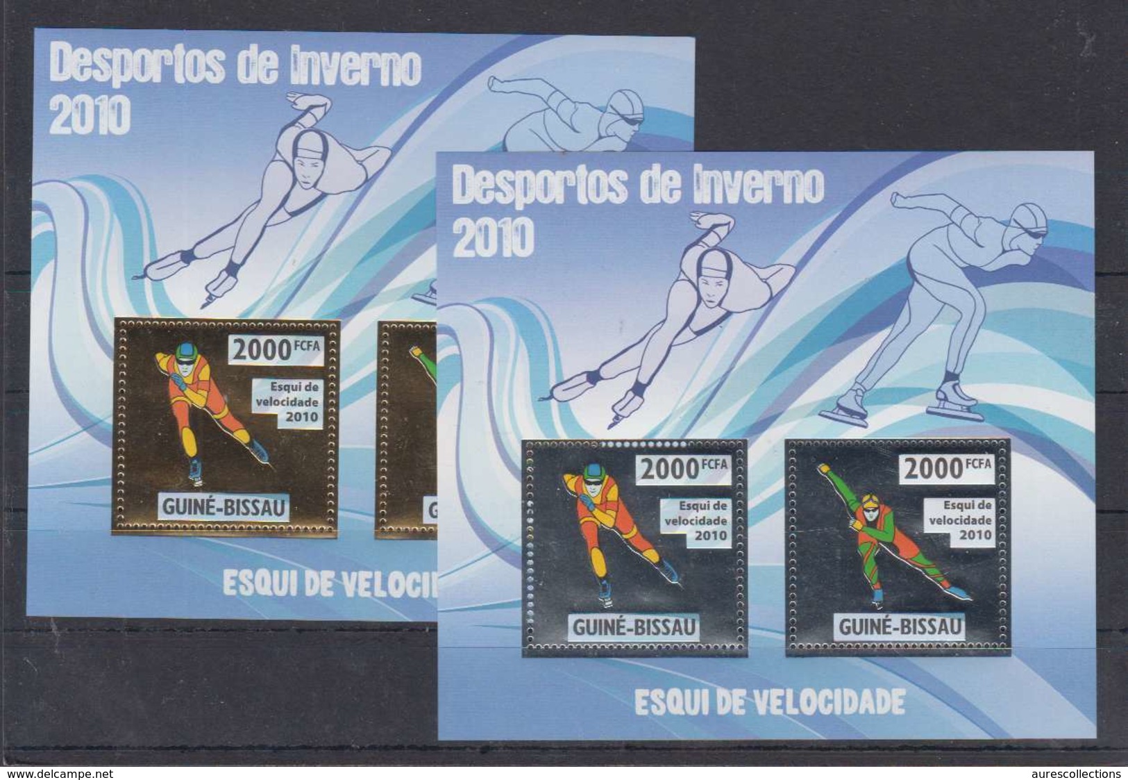 GUINEE BISSAU GUINE 2010 - WINTER OLYMPIC SPORT GAMES VANCOUVER - SKI DE VITESSE SPEED SKIING - GOLD + SILVER - RARE MNH - Hiver 2010: Vancouver