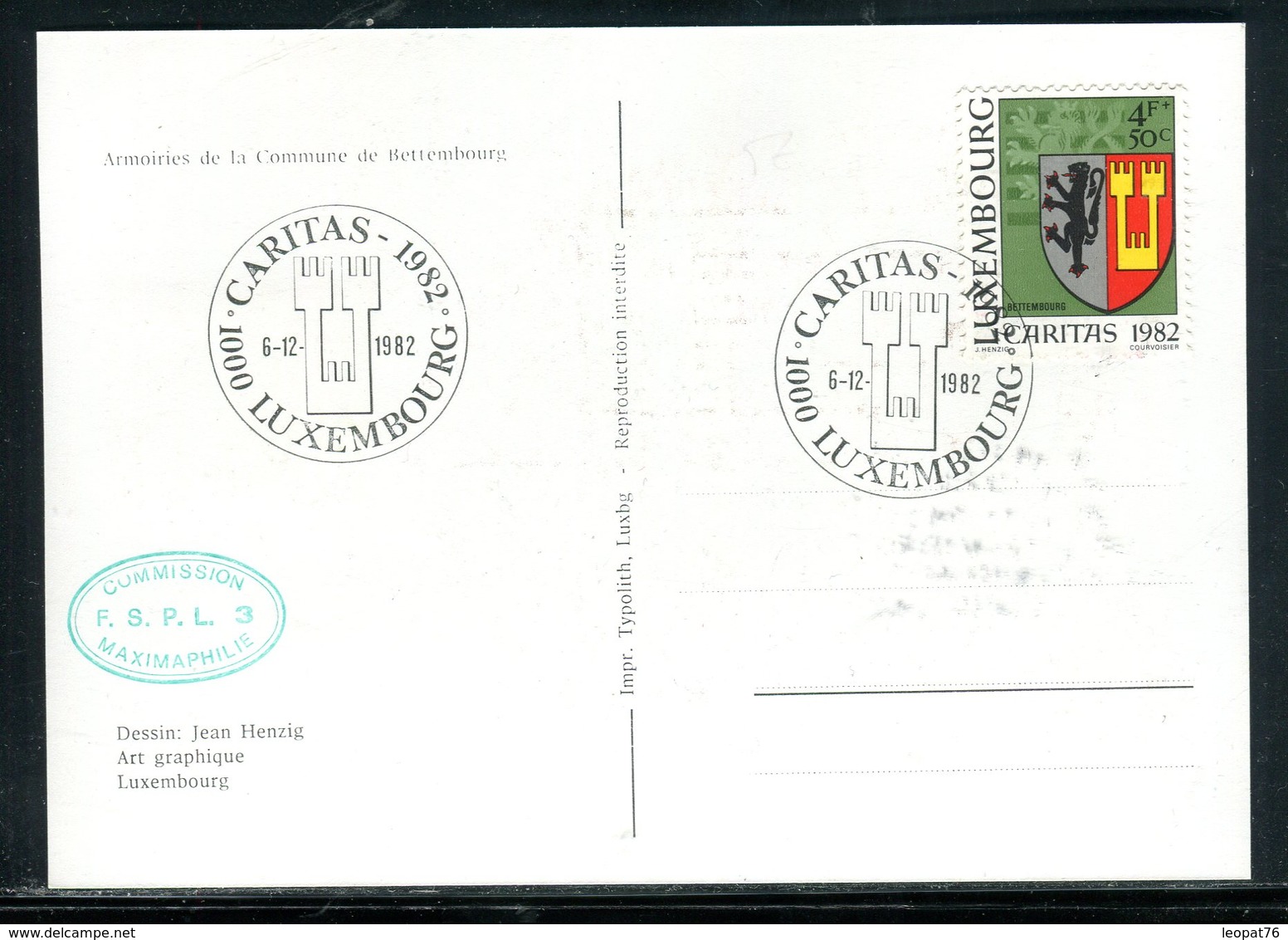 Luxembourg - Carte Maximum 1982 - Armoiries De Bettembourg - Cartes Maximum