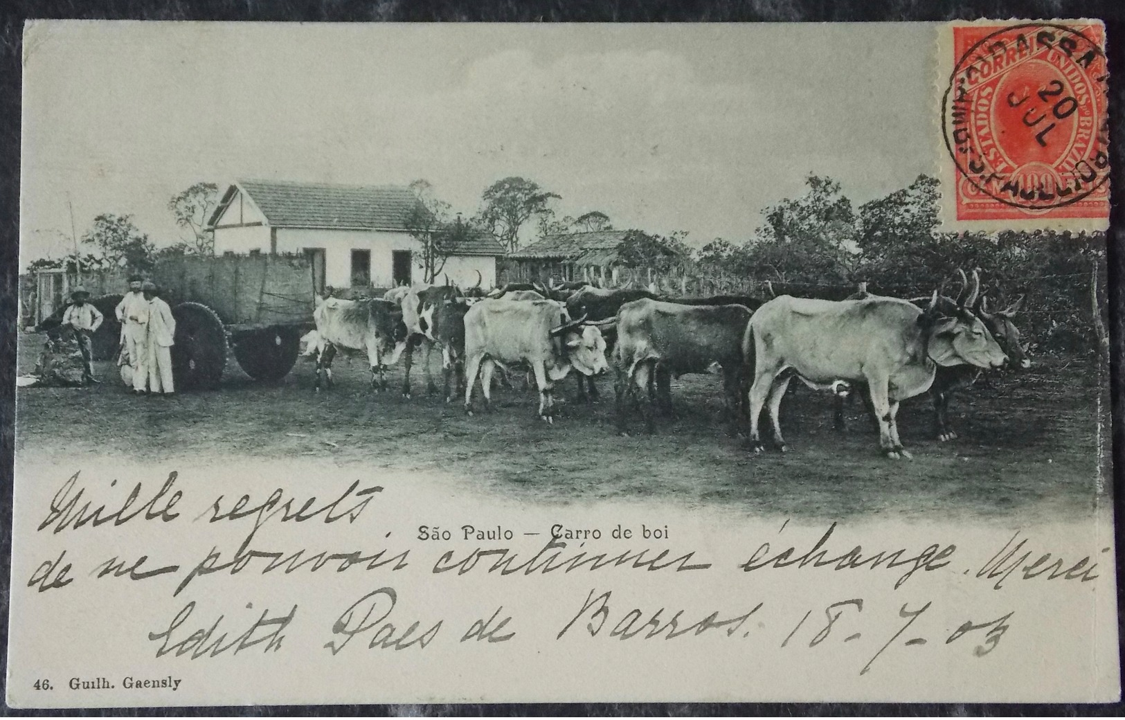 CPA Carte Postale Postcard - Brasil Brazil - SAO PAULO - 1907 Carro De Boi - São Paulo