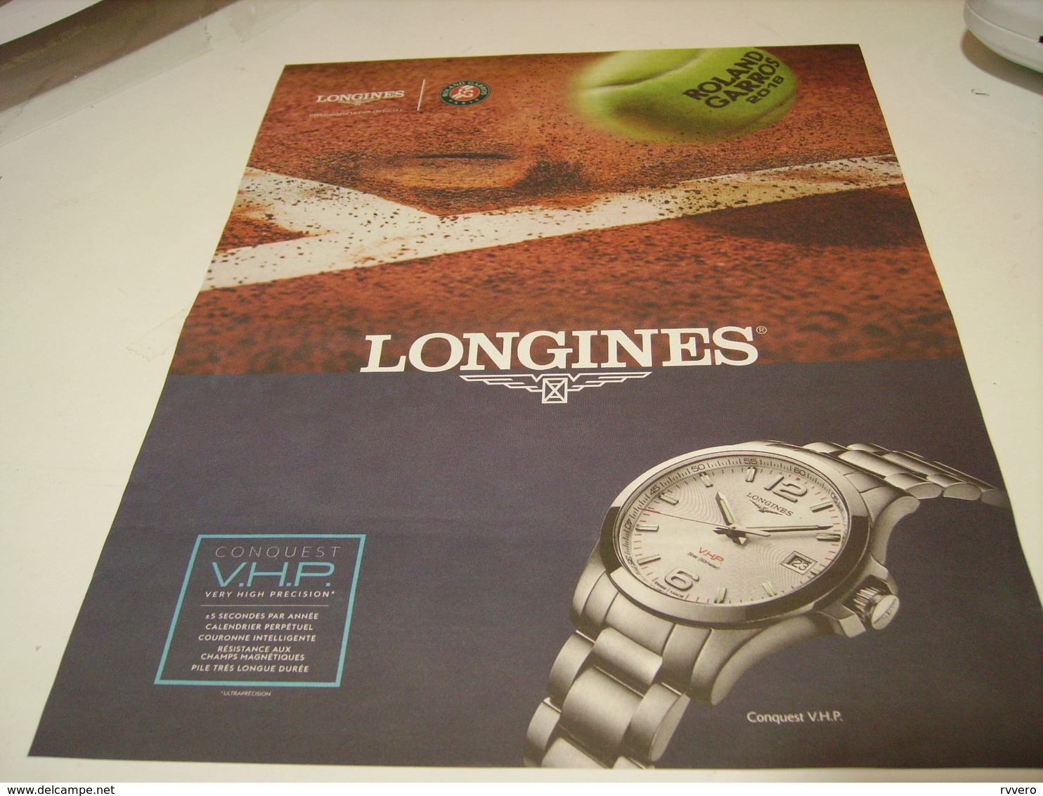 PUBLICITE MONTRE LONGINES ROLAND GARROS 2018 - Other & Unclassified