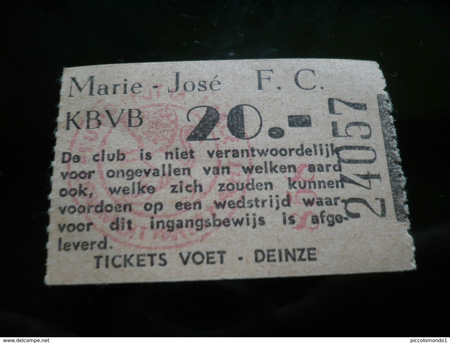 Voetbal Ticket F C Marie José - Tickets D'entrée