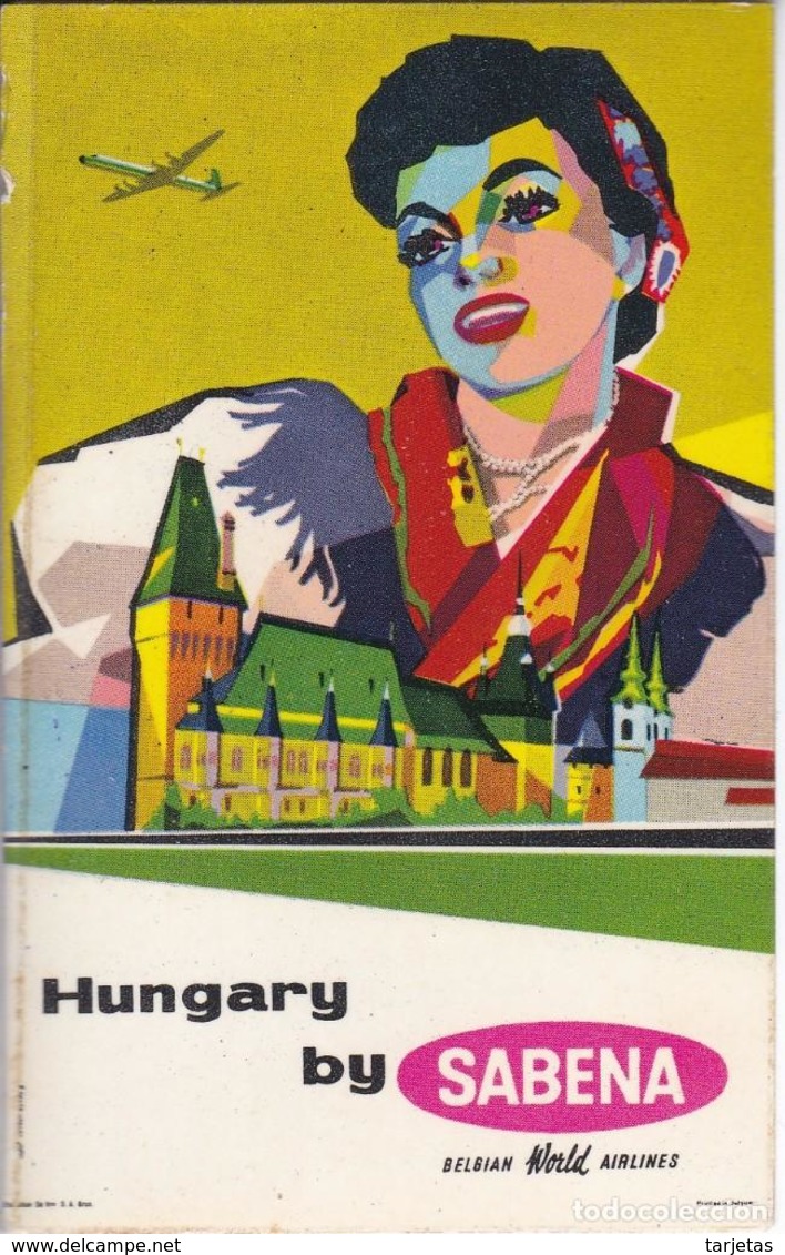 ANTIGUA ETIQUETA DE LA COMPAÑIA AEREA SABENA (AVION-PLANE) HUNGARY - HUNGRIA - Aufklebschilder Und Gepäckbeschriftung