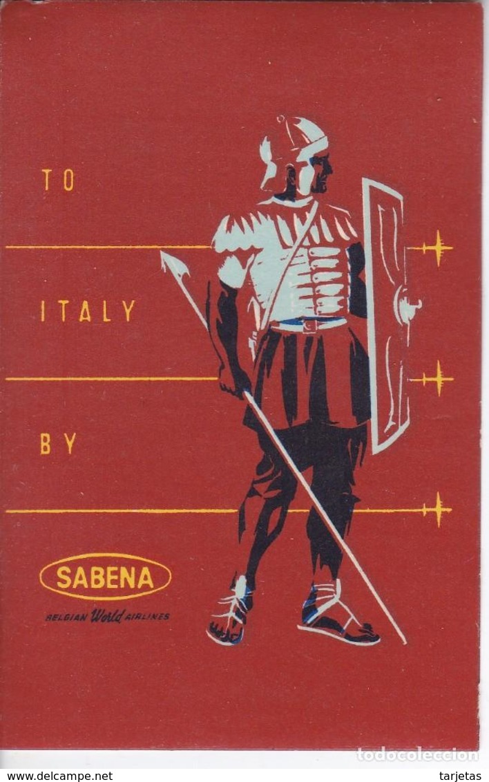 ANTIGUA ETIQUETA DE LA COMPAÑIA AEREA SABENA (AVION-PLANE) ITALY - ITALIA - Baggage Etiketten