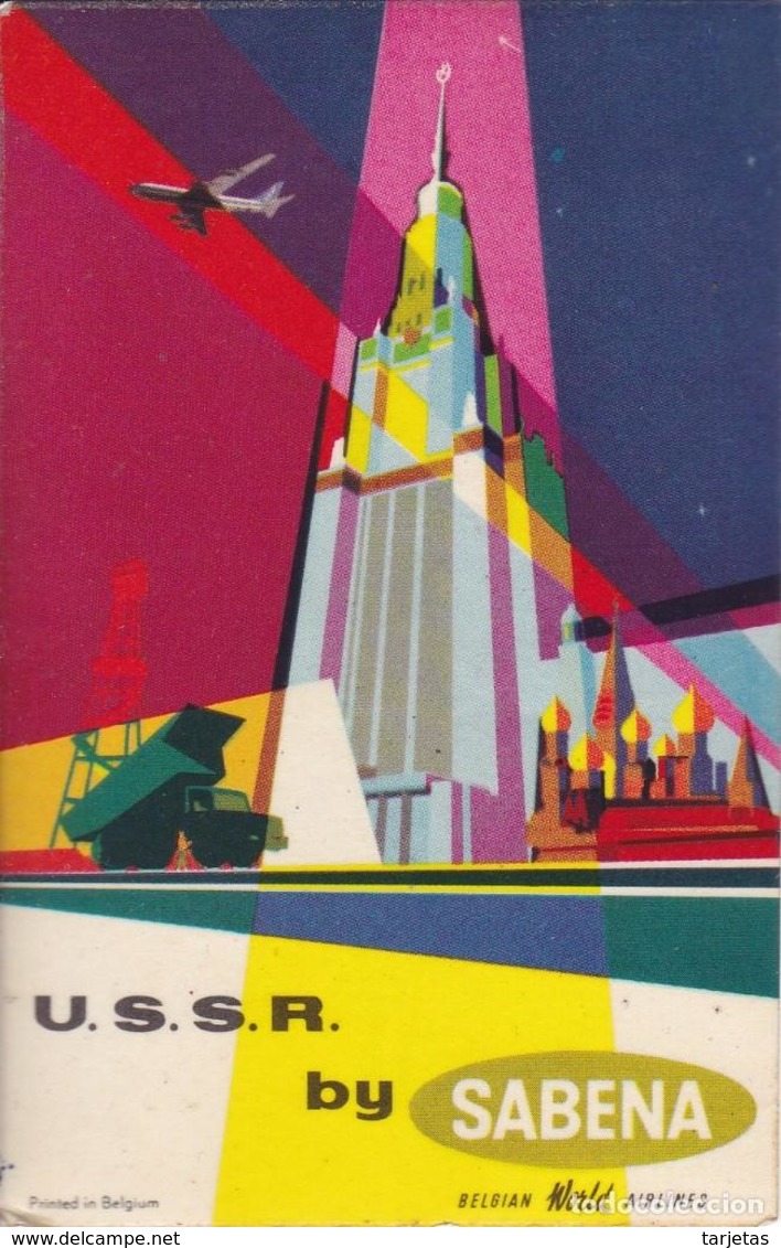 ANTIGUA ETIQUETA DE LA COMPAÑIA AEREA SABENA (AVION-PLANE) USSR - UNION SOVIETICA - Étiquettes à Bagages