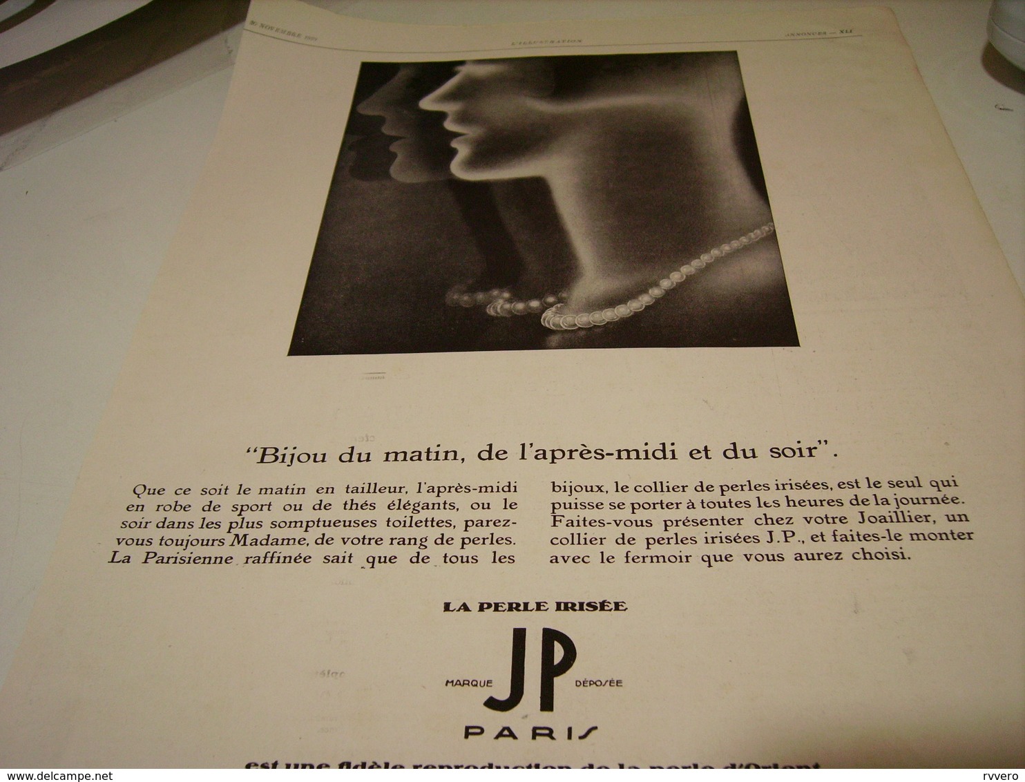 ANCIENNE PUBLICITE PERLE IRISE DE JP   1929 - Sonstige & Ohne Zuordnung