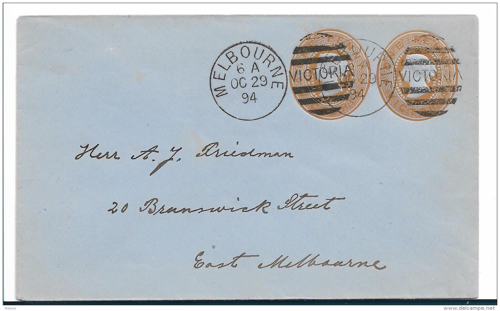 Vic176 /  Australien, Brief-Ganzsache, Melbourne 1894, Ascher Nr. 12, (1890) - Briefe U. Dokumente