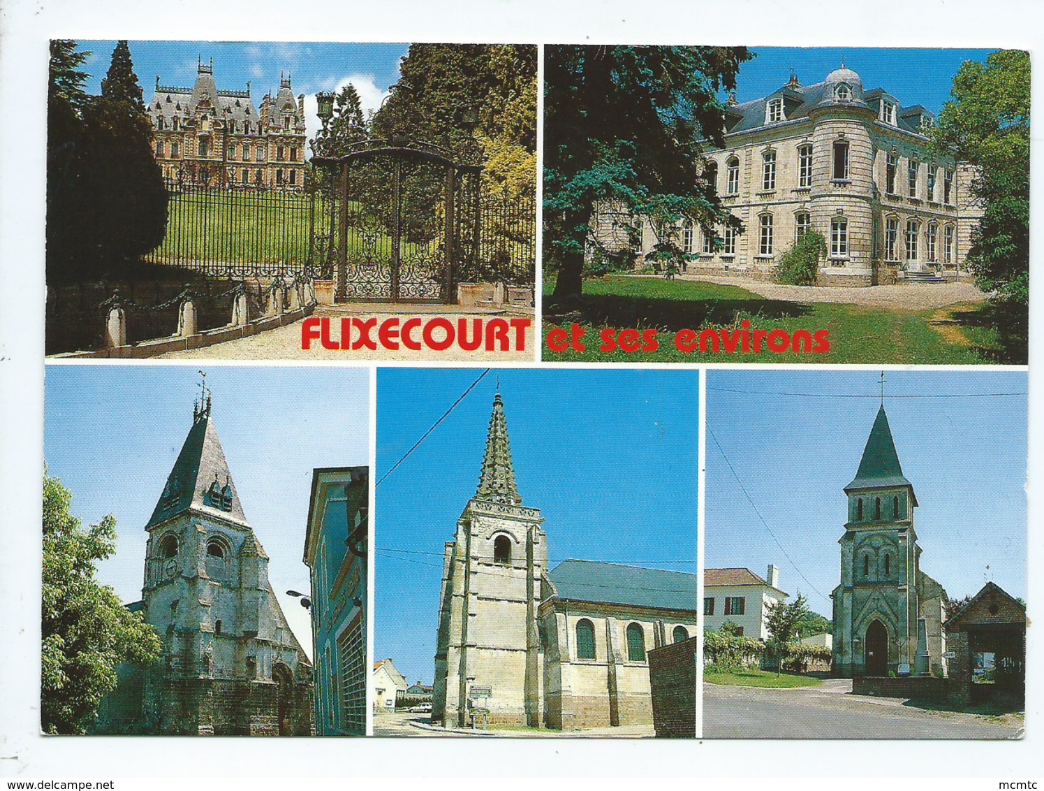 CPM - Flixecourt Et Ses Environs    -  (Somme) - (château , Châteaux , église , églises , Multivue , Multivues ) - Flixecourt