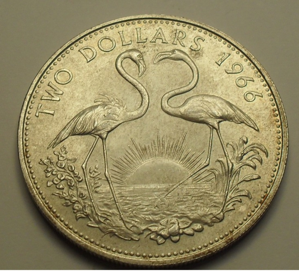 1966 - Bahamas - TWO DOLLARS, ELIZABETH II, Argent, Silver, KM 9 - Bahamas