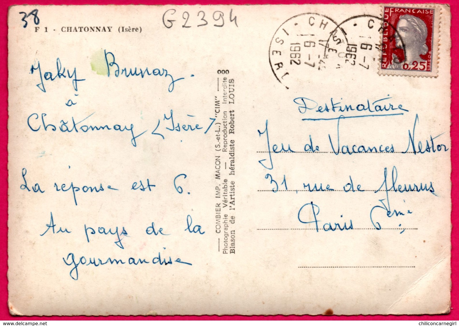 Chatonnay - Multivues (4) - Blason De L'Artiste Héraldiste ROBERT LOUIS - Vue Aérienne Générale - Eglise - CIM - 1962 - Châtonnay