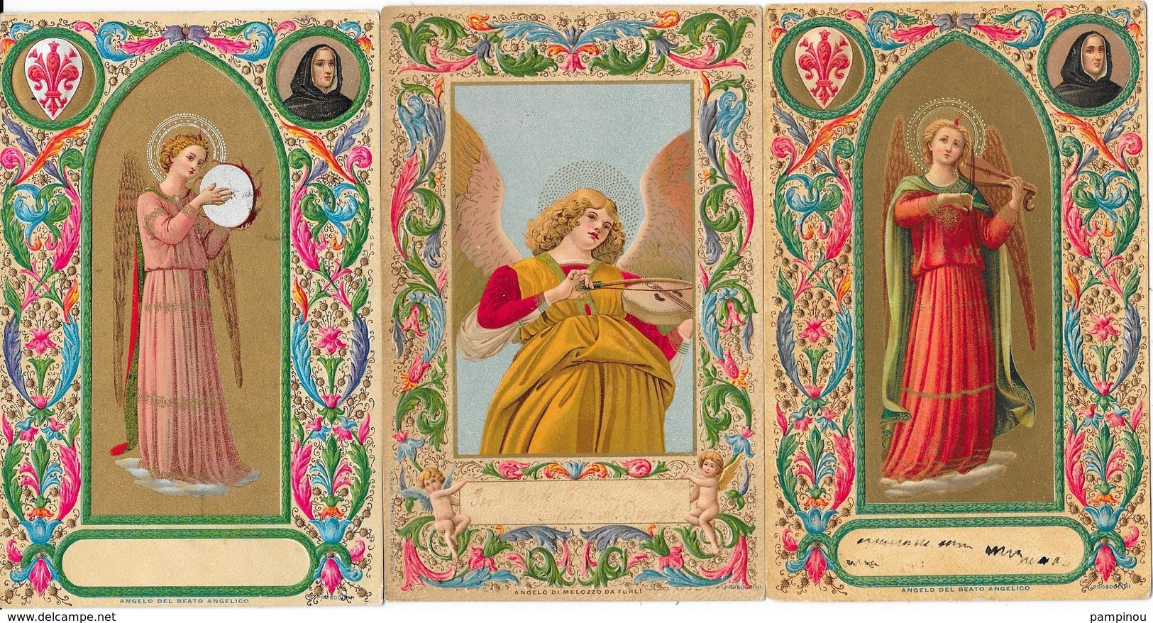 Lot 3 Cpa Anges Musiciens. Angelo Del Beato Angelico. Gaufrées, Superbes Couleurs - Other & Unclassified