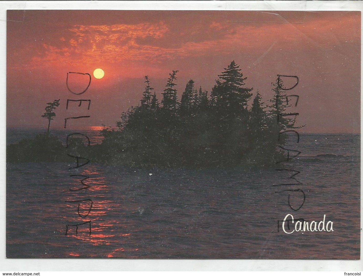 Coucher De Soleil Canadien. Ile Sur Un Lac. - Cartes Modernes