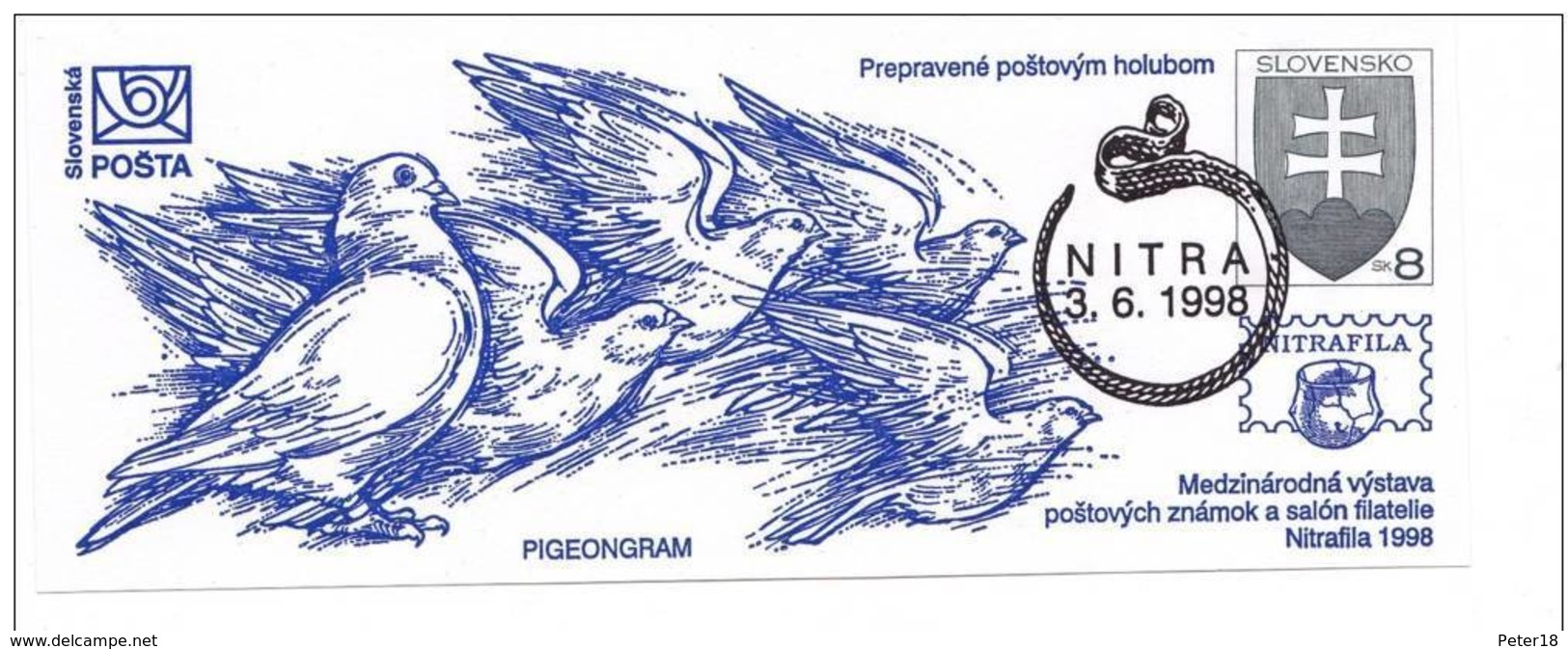 Slovakia - Pigeongram  Nitrafila Used , Year 1998 - Other & Unclassified