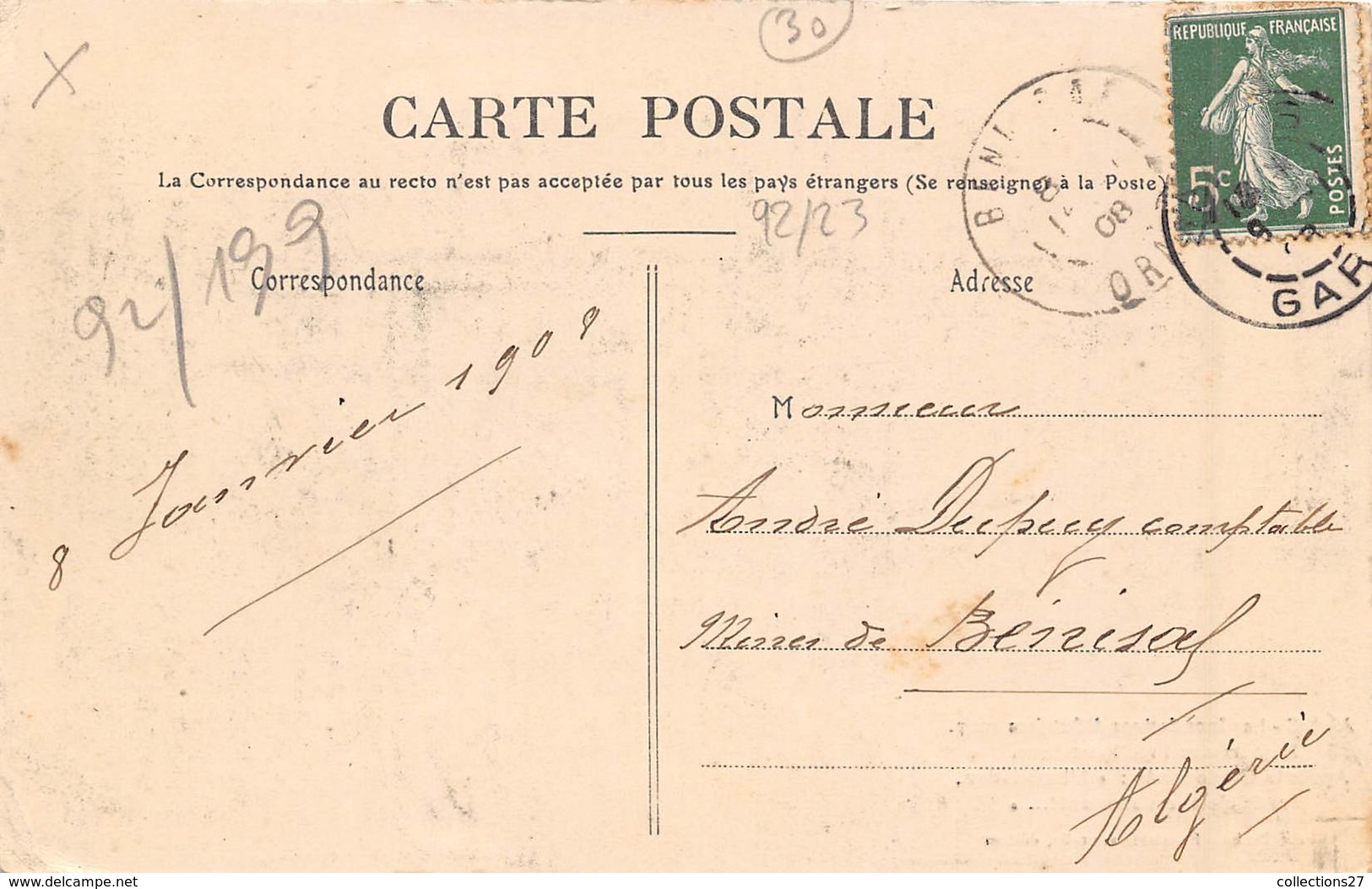 30-ALAIS- LES INONDATION D'OCTOBRE 1907, ENFANTS AUX PRES-SAINT-JEAN- APRES LA GARDONNADE - Alès