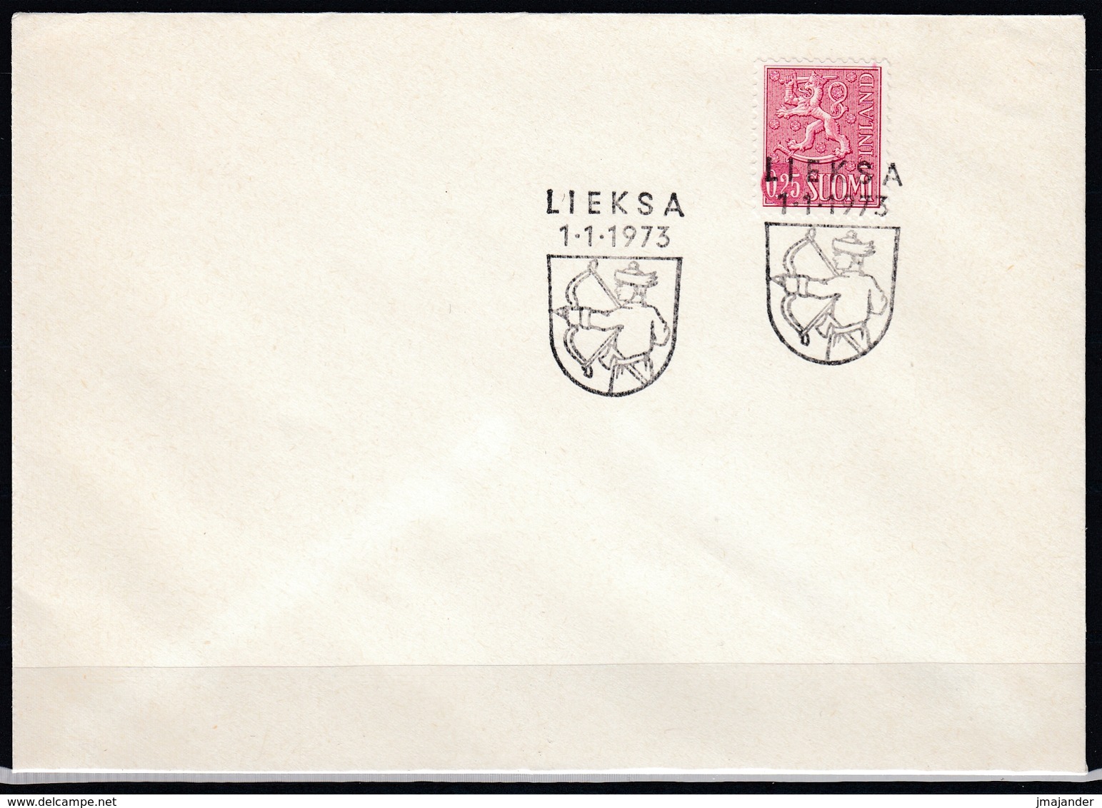 Finland 1973 - City Rights Of Lieksa: Archer - Commemorative Postmark 1.1.1973 - Briefe U. Dokumente