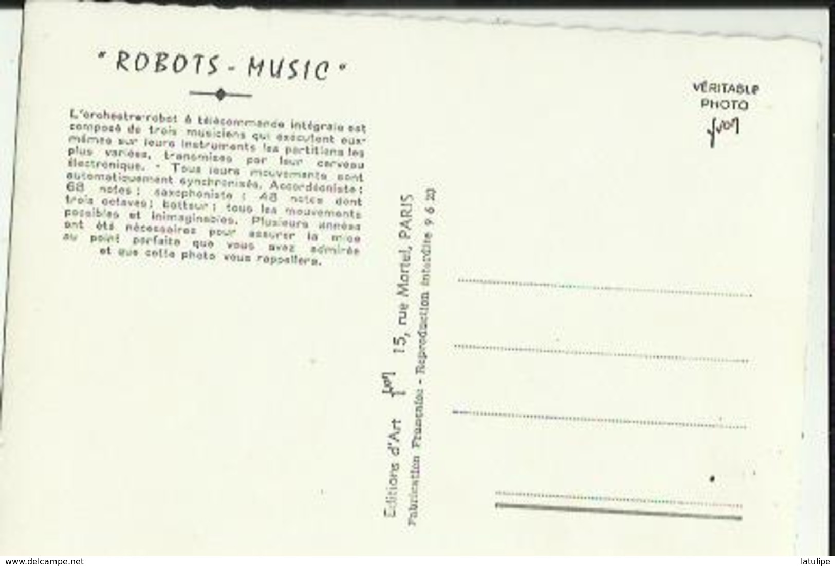 Carte Glacée De  ROBOTS_MUSIC  ..Voir Descriptions Au Verso - Musique Et Musiciens