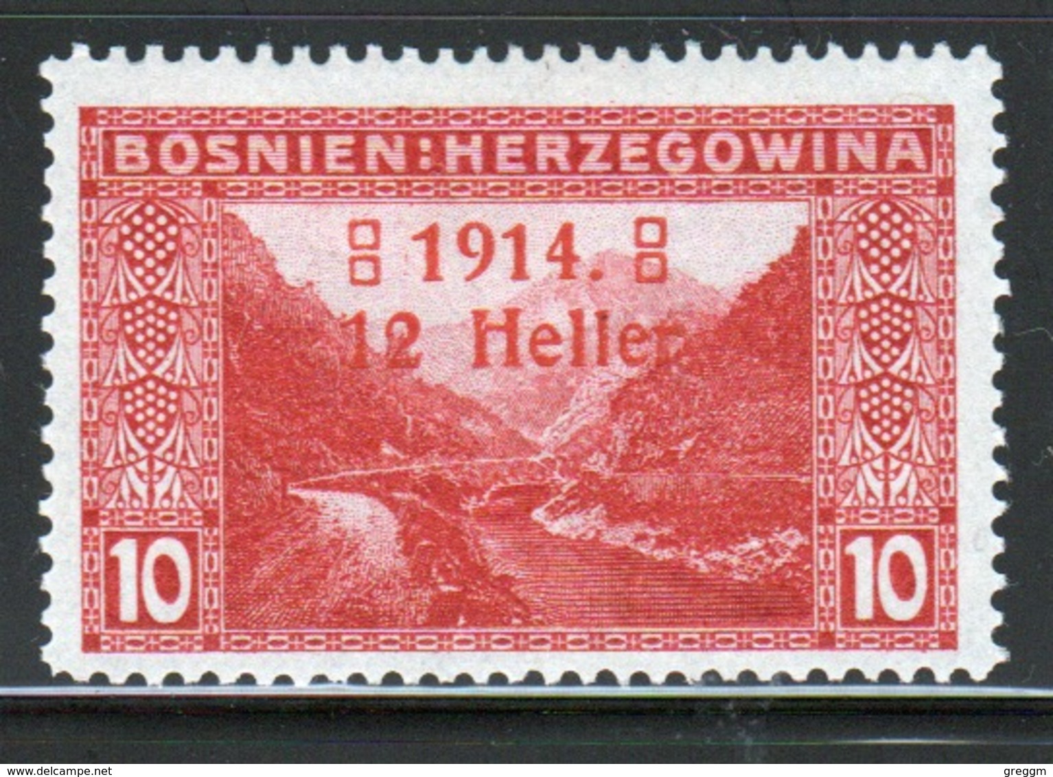 Bosnia 12 Heller Overprinted On 10 Heller Red Stamp From 1914  And In Mounted Mint Condition. - Bosnia And Herzegovina