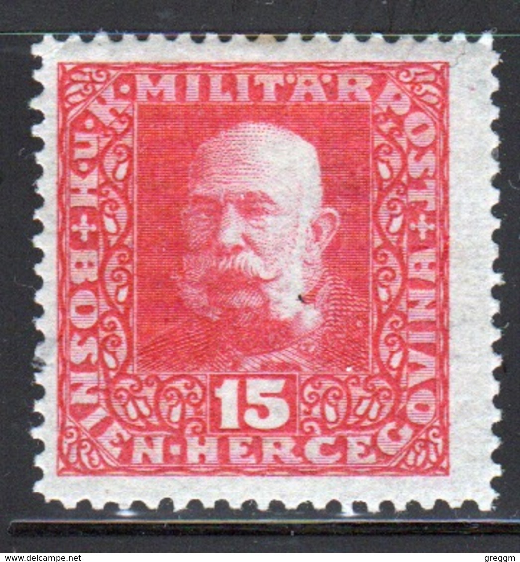 Bosnia Military Post 15 Heller Red Stamp Of Francis Joseph 1 From 1916 In Mounted Mint Condition. - Bosnia And Herzegovina