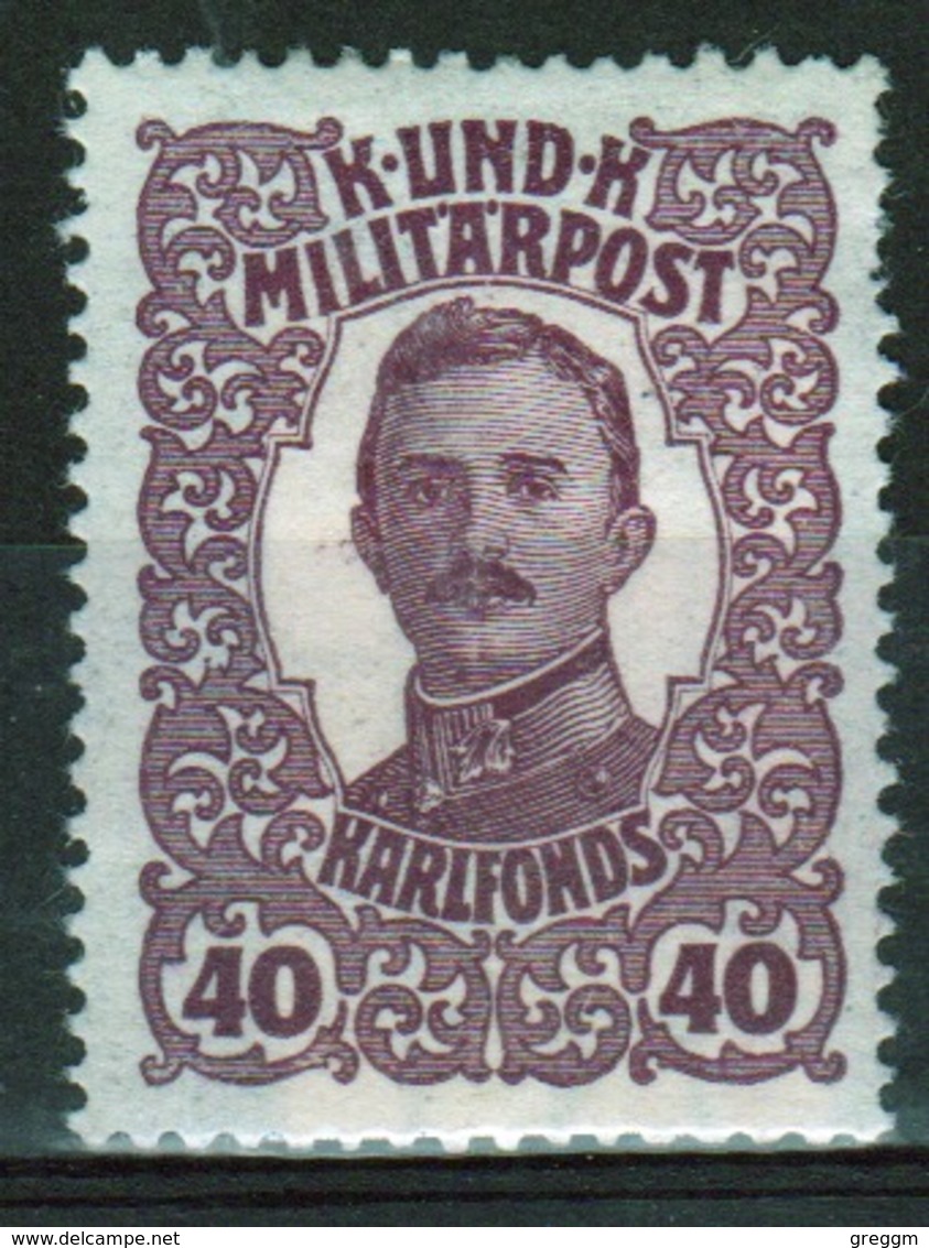 Bosnia Military Post 40 Heller Purple Emperor's Welfare Fund In Mounted Mint Condition. - Bosnia And Herzegovina