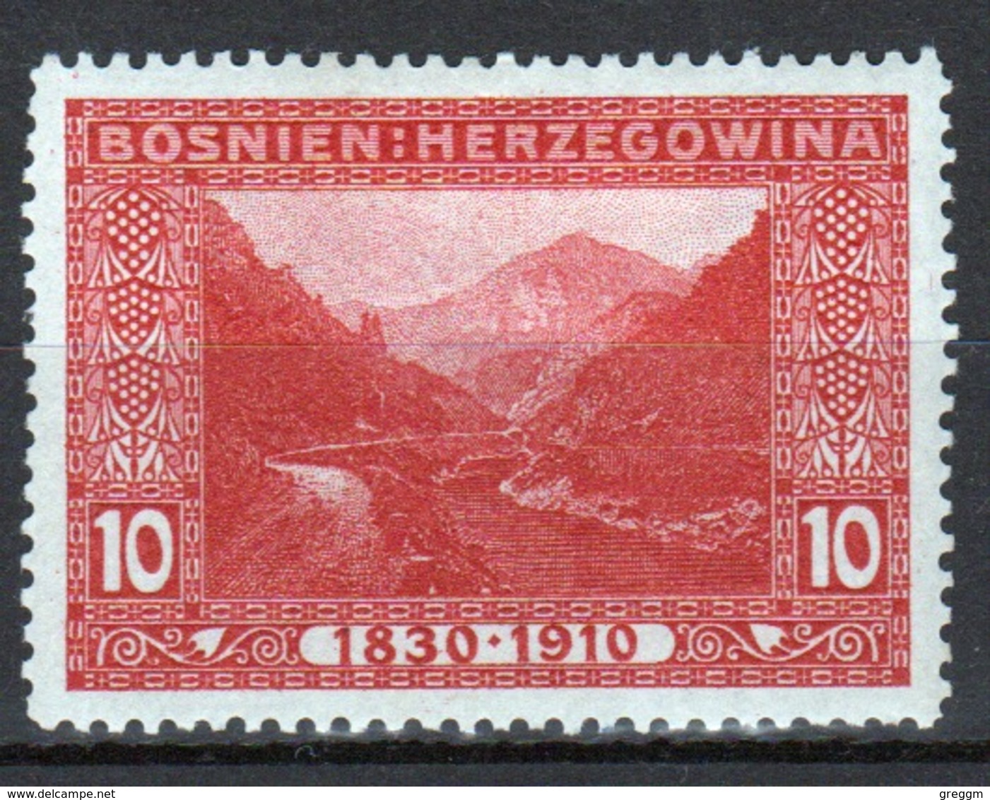 Bosnia 1910 Military Post 10 Heller Red Stamp In Mounted Mint Condition. - Bosnia Erzegovina