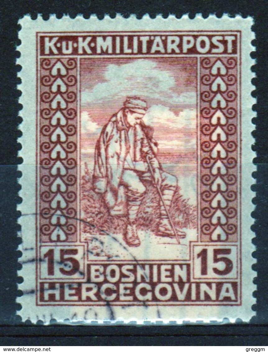 Bosnia 1918 Military Post 15 Heller Brown War Invalid's Fund Stamp In Fine Used Condition. - Bosnia And Herzegovina