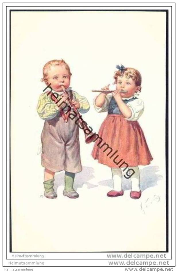 Kinder Beim Musizieren - Künstlerkarte Signiert K. Feiertag - Feiertag, Karl