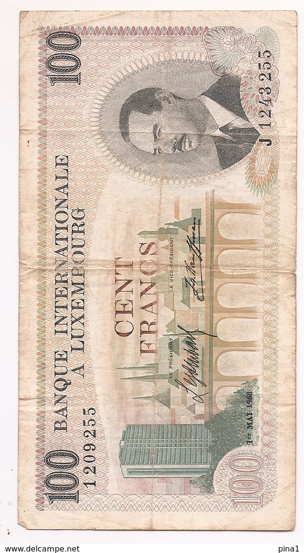 1968 International Bank Luxembourg 100 Francs Banknot - Luxembourg