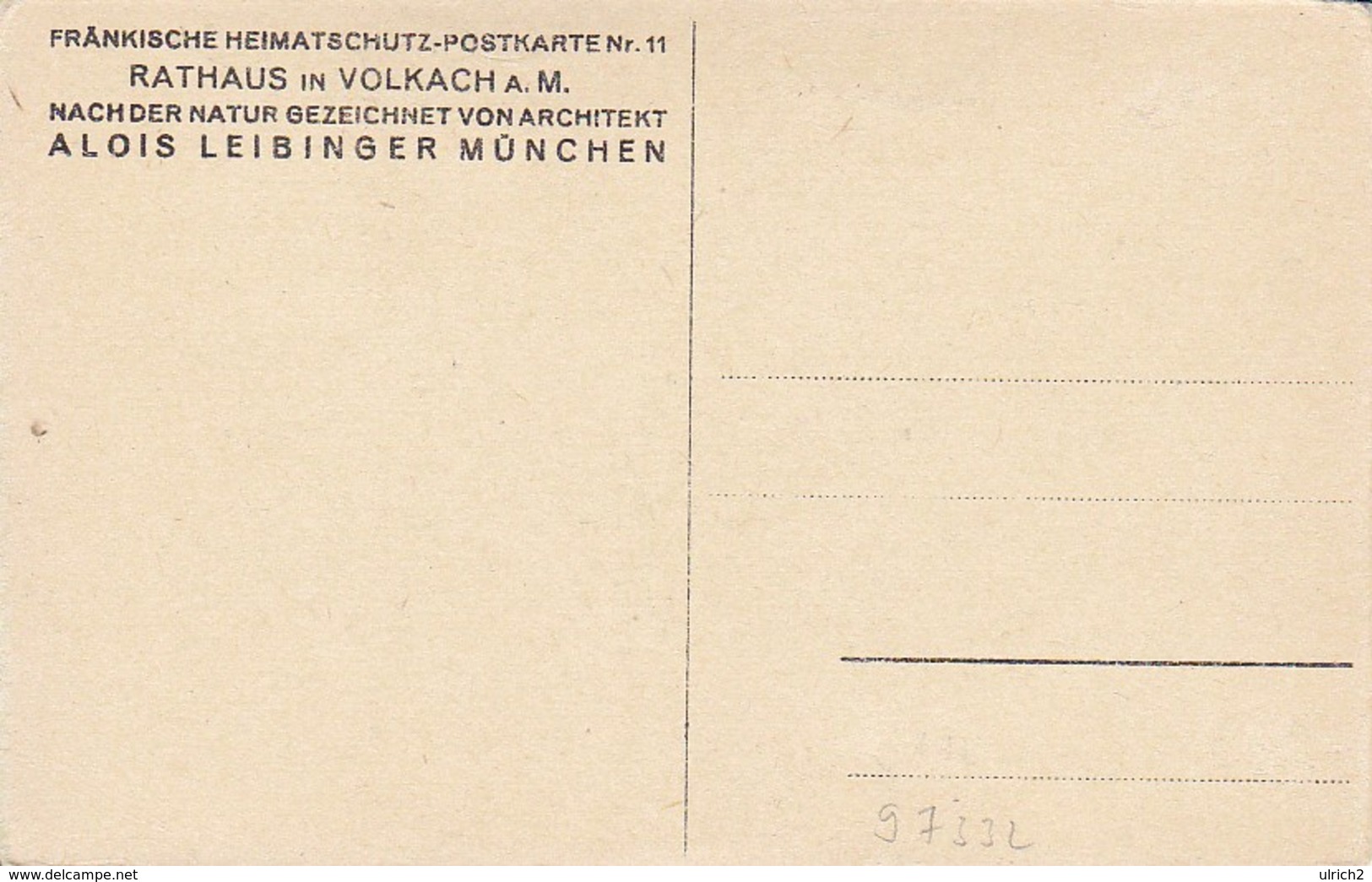AK Volkach A. Main - Rathaus - Gezeichnet Von Alois Leibinger - 1918 (36026) - Kitzingen
