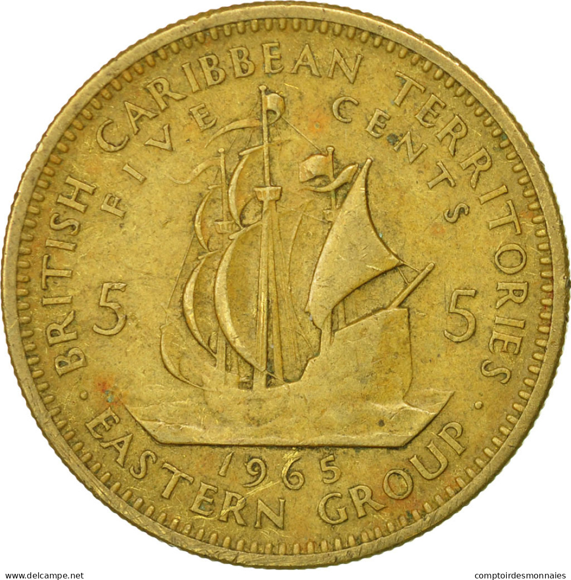 Monnaie, Etats Des Caraibes Orientales, Elizabeth II, 5 Cents, 1965 - Caraibi Britannici (Territori)