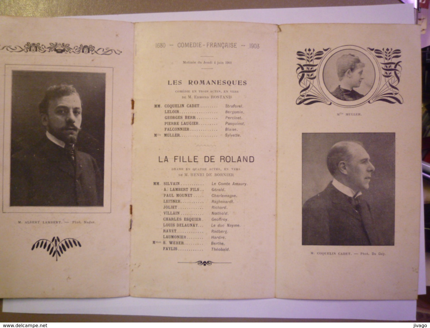 COMEDIE FRANCAISE  :  PROGRAMME  1903    - Programmes