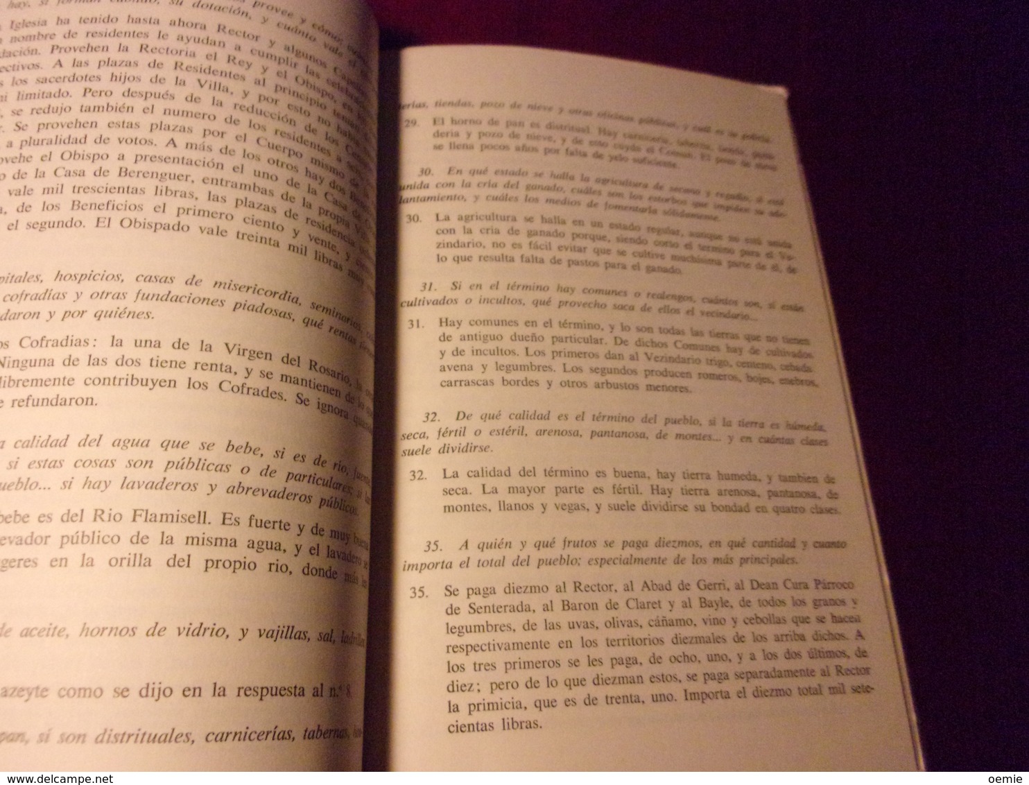 RESPOSTA DE LA POBLA DE SEGUR AL QUESTIONARI DE FRANCISCO DE ZAMORA  1790  EDITION COMU DE PARTICULARS  1970 - Kultur