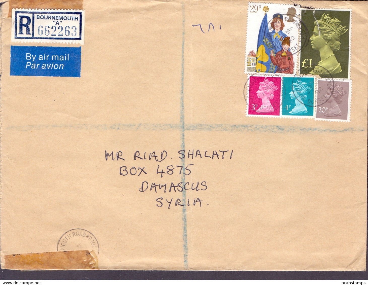 Great Britain Registered Mail Cover Sent To SYRIA - British Indian Ocean Territory (BIOT)