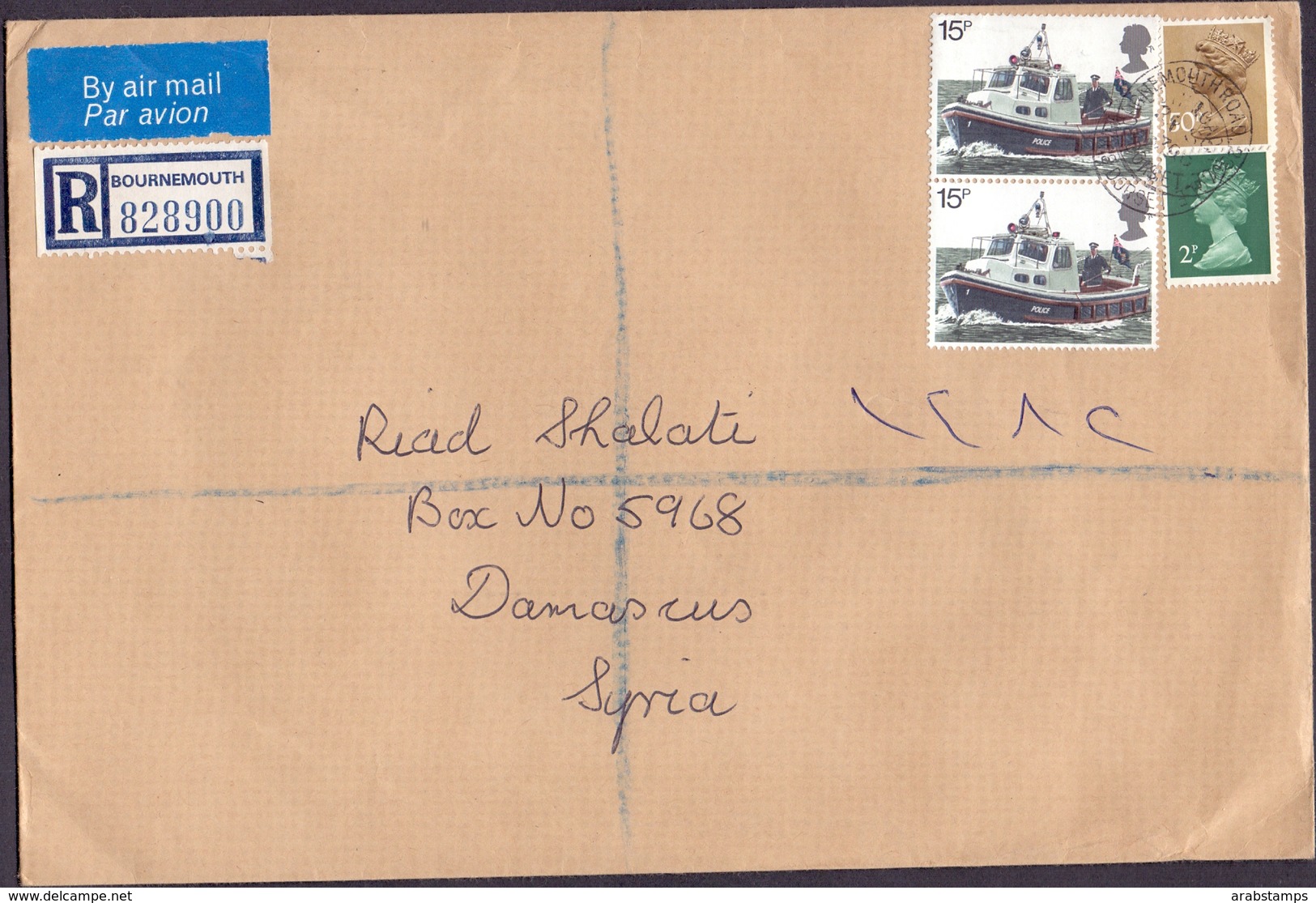 Great Britain Registered Mail Cover Sent To SYRIA - Brits Indische Oceaanterritorium