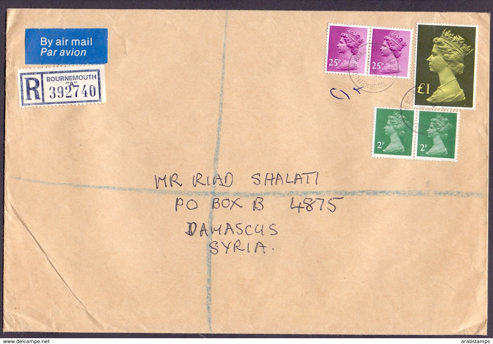 Great Britain Registered Mail Cover Sent To SYRIA - Brits Indische Oceaanterritorium