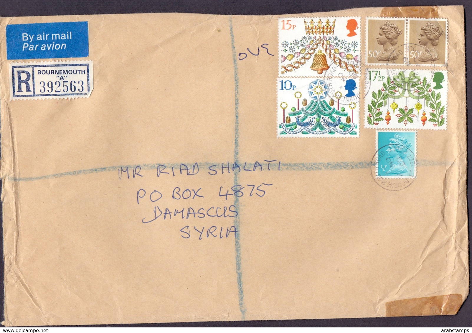 Great Britain Registered Mail Cover Sent To SYRIA - Britisches Territorium Im Indischen Ozean