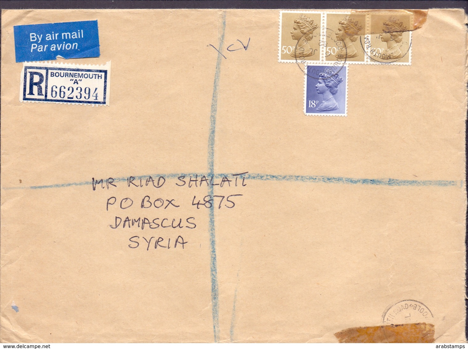 Great Britain Registered Mail Cover Sent To SYRIA - British Indian Ocean Territory (BIOT)