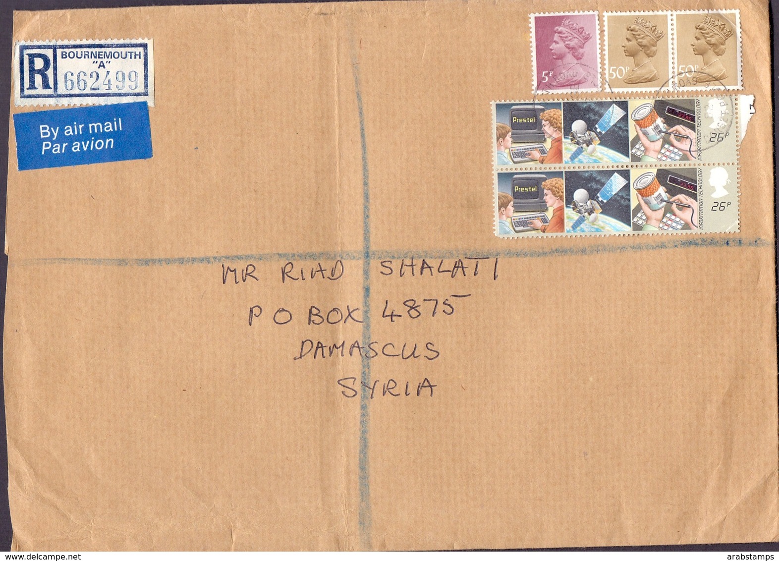 Great Britain Registered Mail Cover Sent To SYRIA - British Indian Ocean Territory (BIOT)