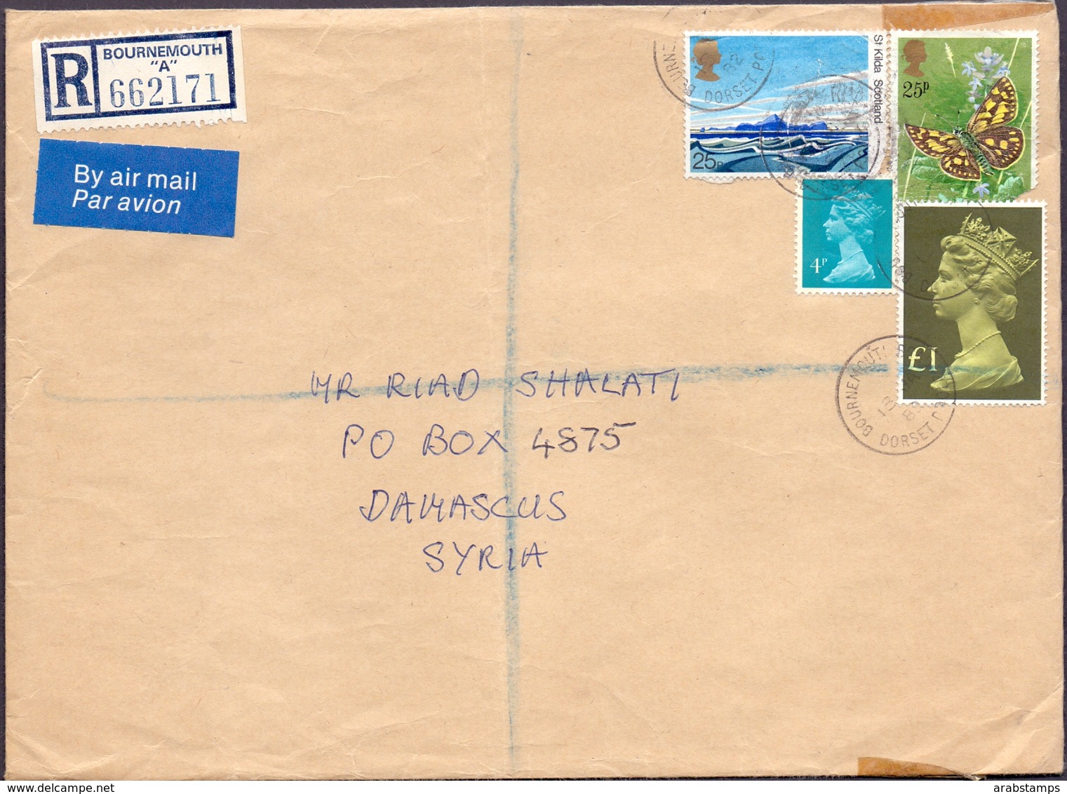 Great Britain Registered Mail Cover Sent To SYRIA - British Indian Ocean Territory (BIOT)