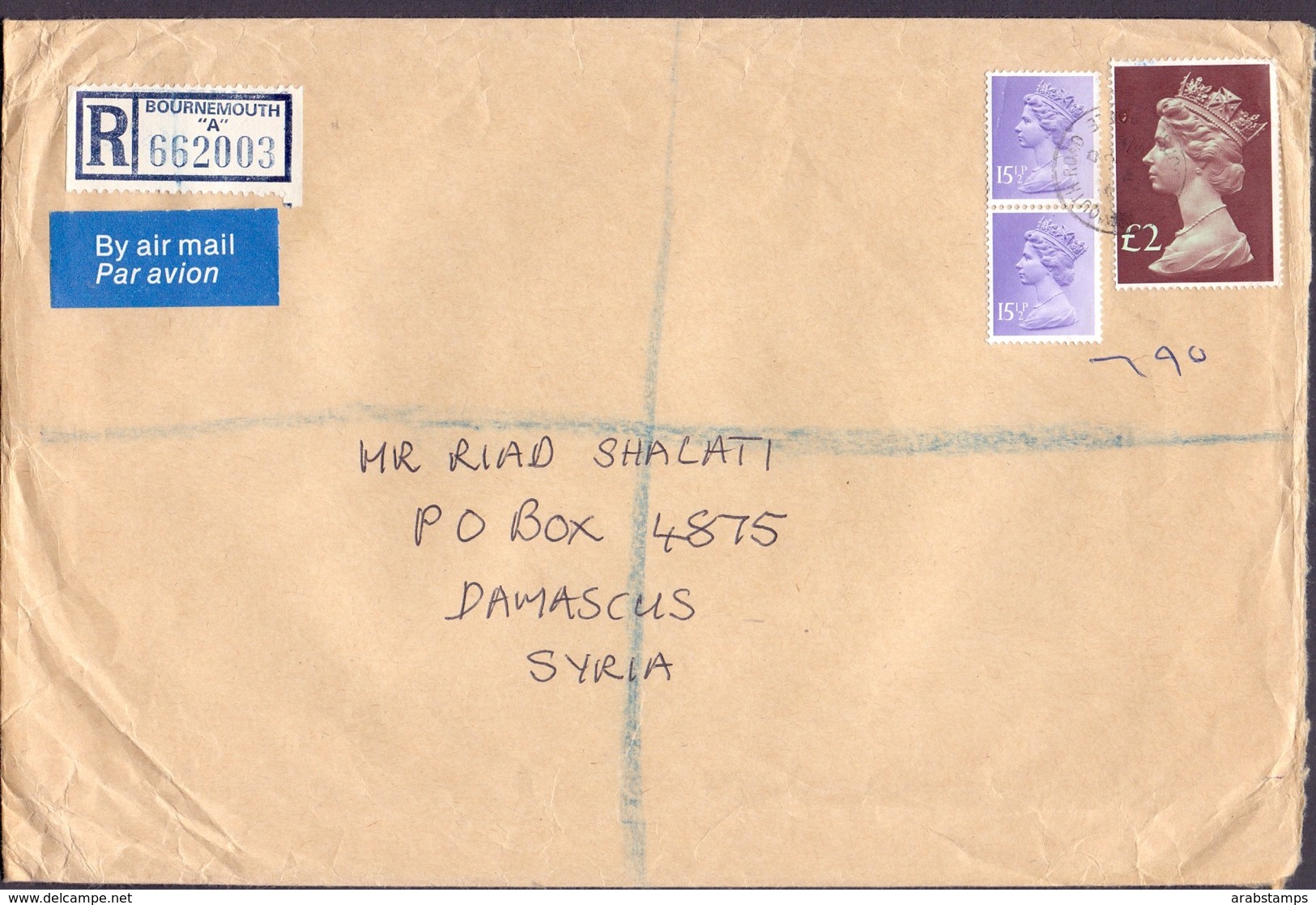 Great Britain Registered Mail Cover Sent To SYRIA - British Indian Ocean Territory (BIOT)