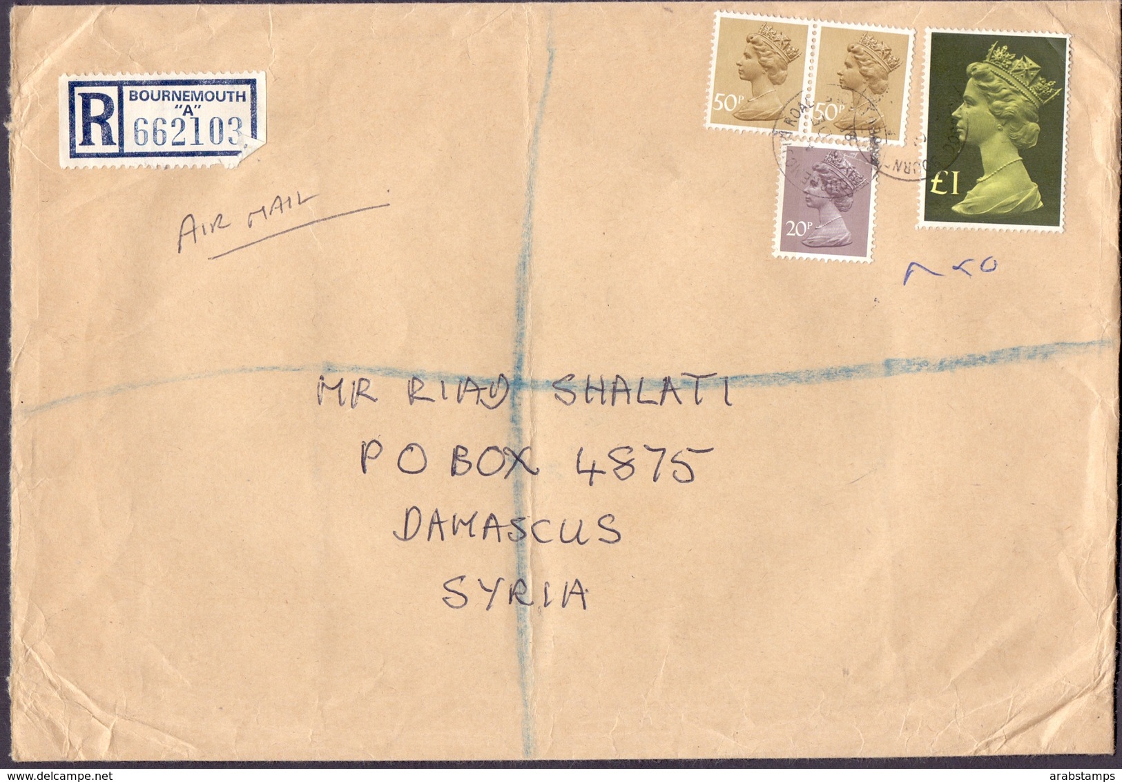 Great Britain Registered Mail Cover Sent To SYRIA - British Indian Ocean Territory (BIOT)