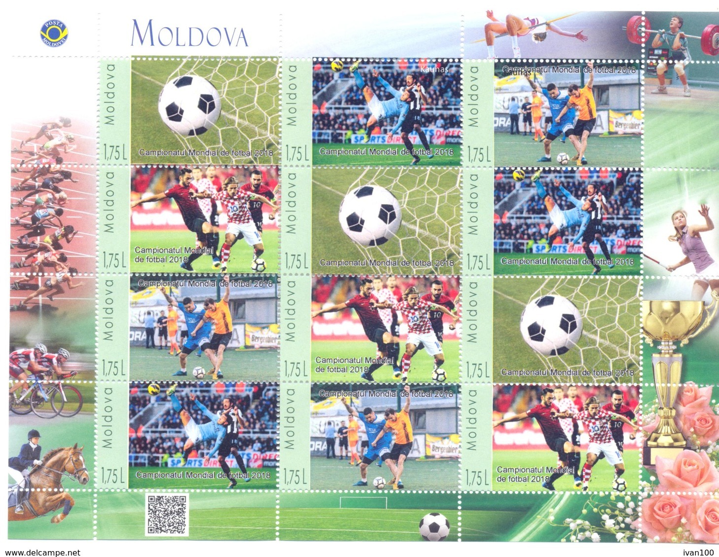 2018. My Personal Stamp, World Football Championship 2018, Sheetlet, Min/** - 2018 – Rusland