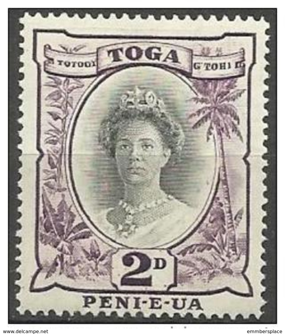 Tonga - 1920 Queen Salote 2d MLH *    Sc 55 - Tonga (...-1970)