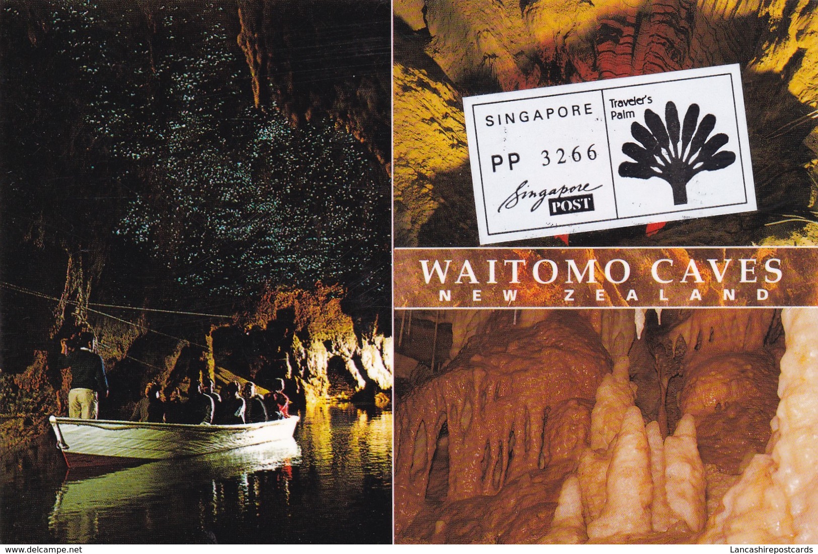 Postcard Waitomo Caves New Zealand With Singapore Post Label On Front My Ref  B22771 - New Zealand