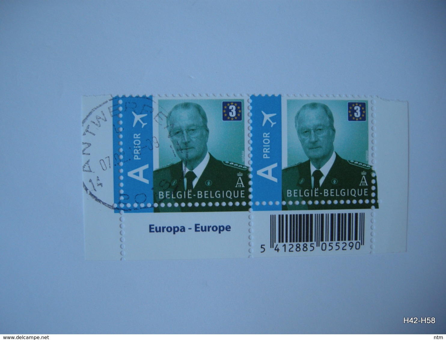 BELGIUM 2009. King Albert II - Europe 3. AIR Prior. SG 4226. Block Of 2, Cancelled And MNH - Unused Stamps